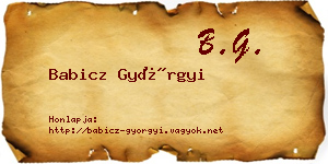 Babicz Györgyi névjegykártya