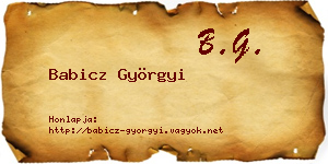 Babicz Györgyi névjegykártya